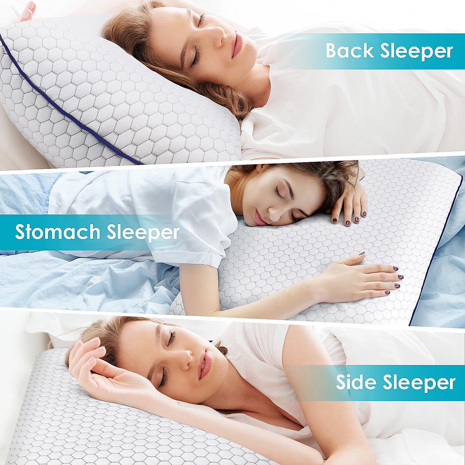 CushyOasis memory foam pillow neck support helps relieve tension during sleep.