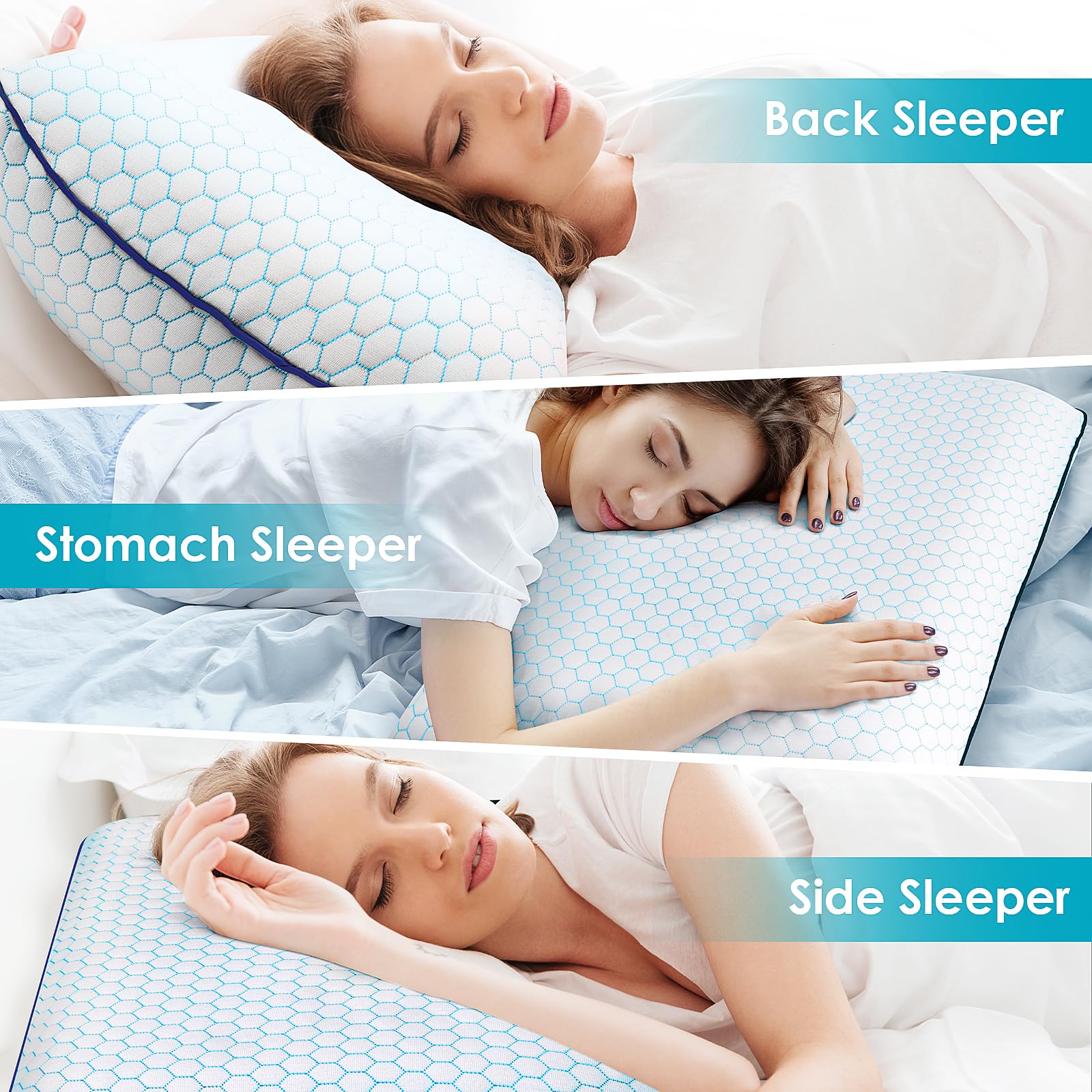 CushyOasis queen size memory foam pillow supports broader shoulder alignment.
