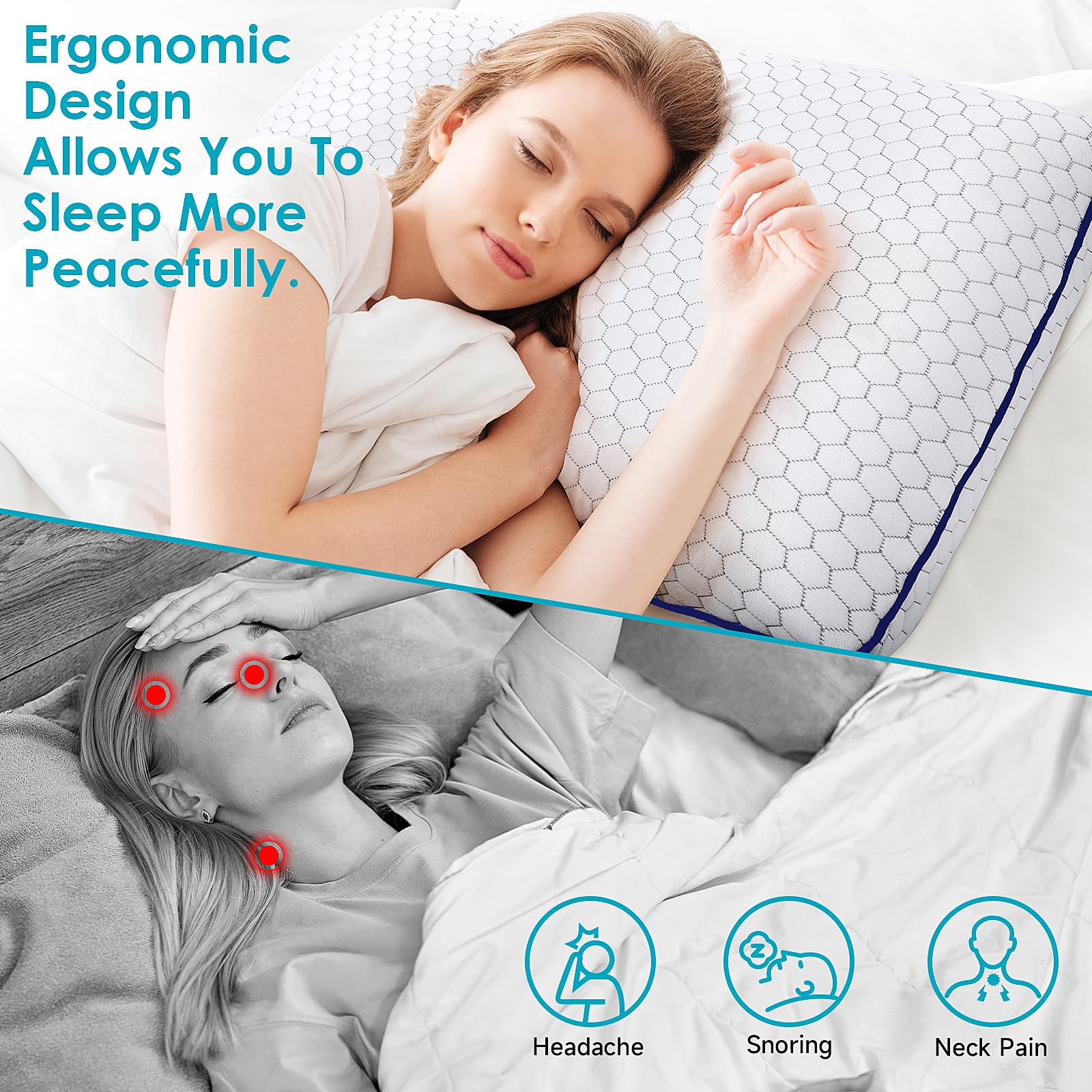 CushyOasis memory foam pillow suits stomach sleepers with gentle head cradle.