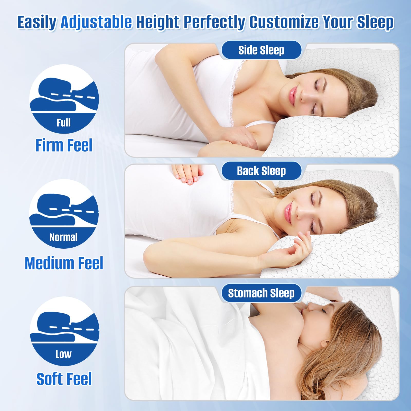 CushyOasis ergonomic foam-core pillow highlights durable core for long-lasting comfort.
