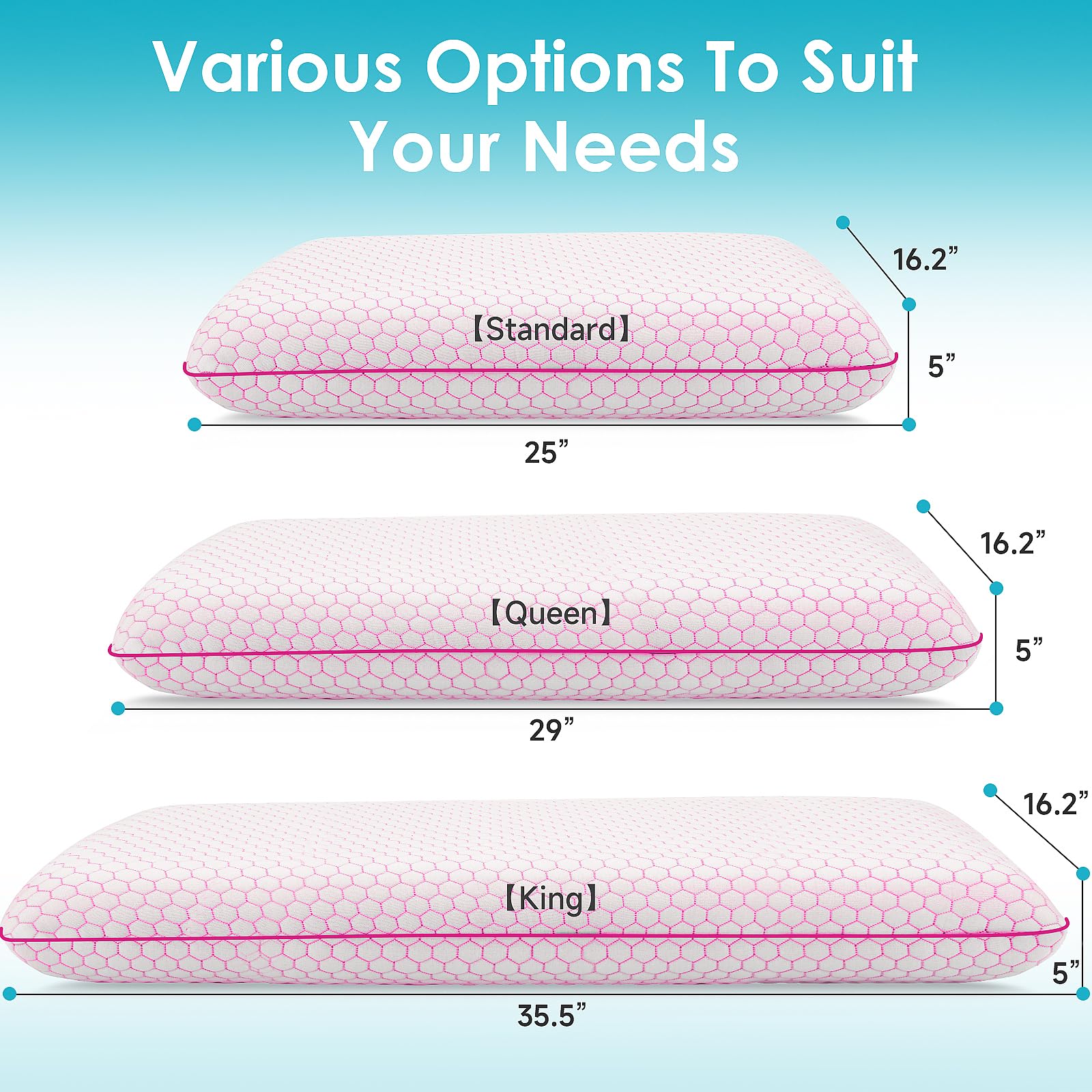 CushyOasis memory foam pillow breathable cover promotes airflow for cooler nights