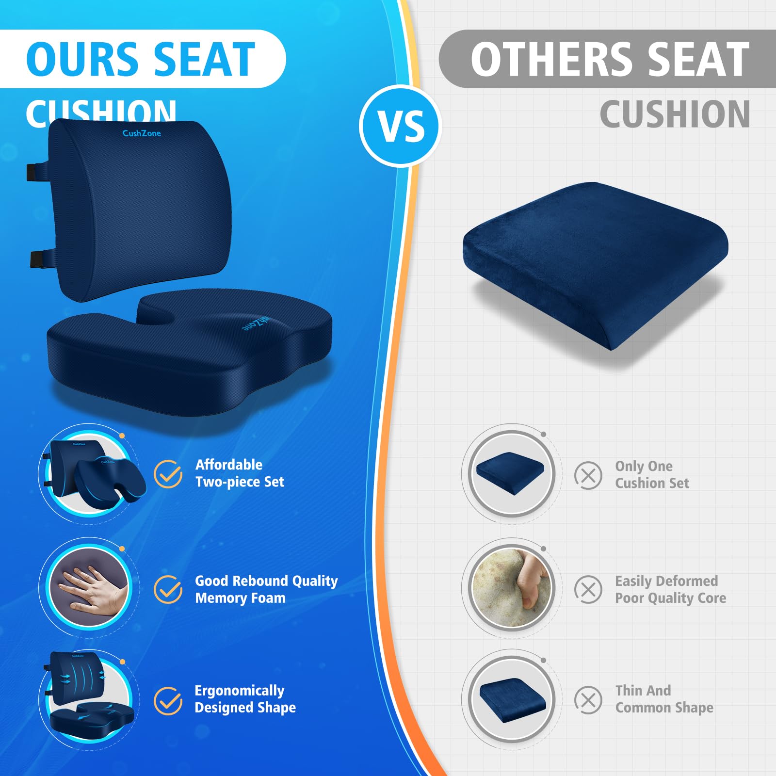 CushZone seat cushion ideal for car rides and travel.