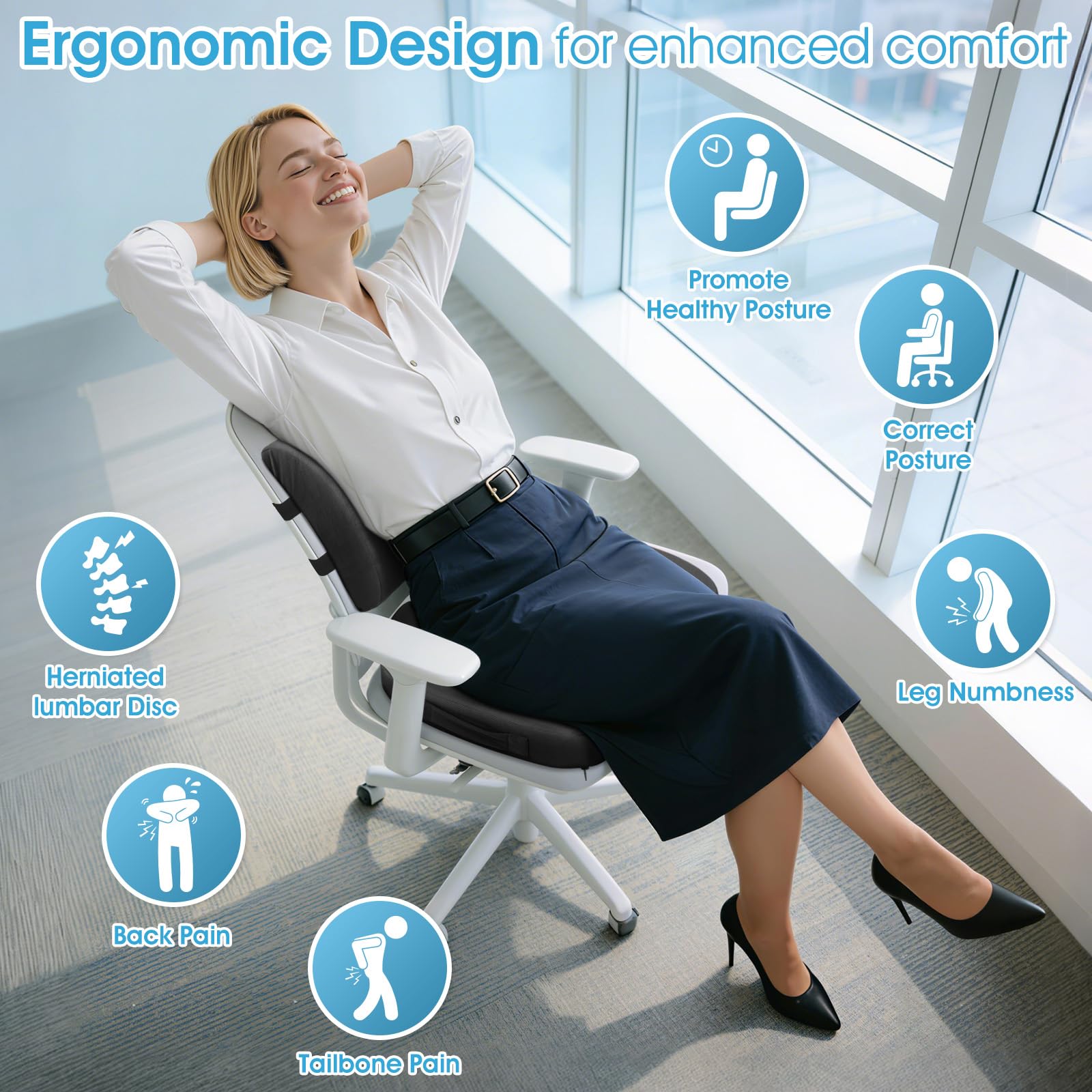 CushZone lumbar support pillow provides targeted back relief