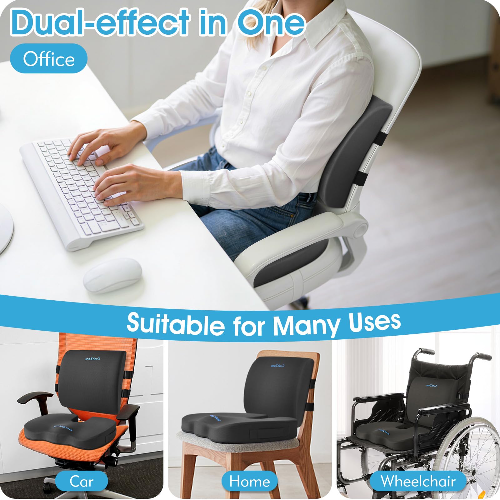 CushZone memory foam core delivers soft, supportive feel