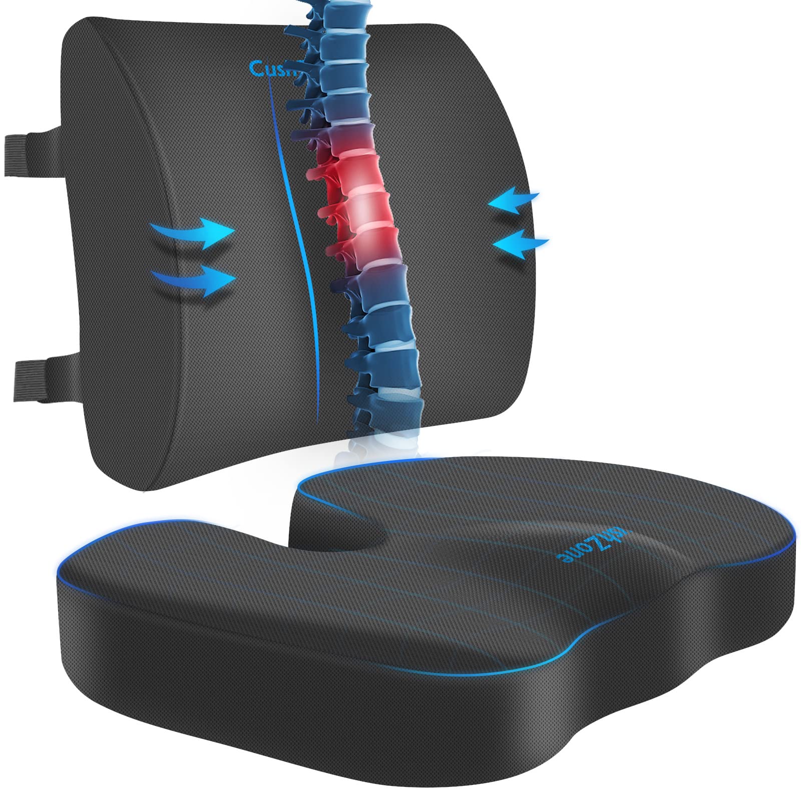 CushZone seat cushion with ergonomic foam for all-day comfort