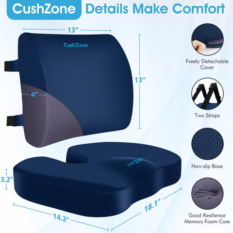 CushZone chair cushion with washable cover for easy cleaning.