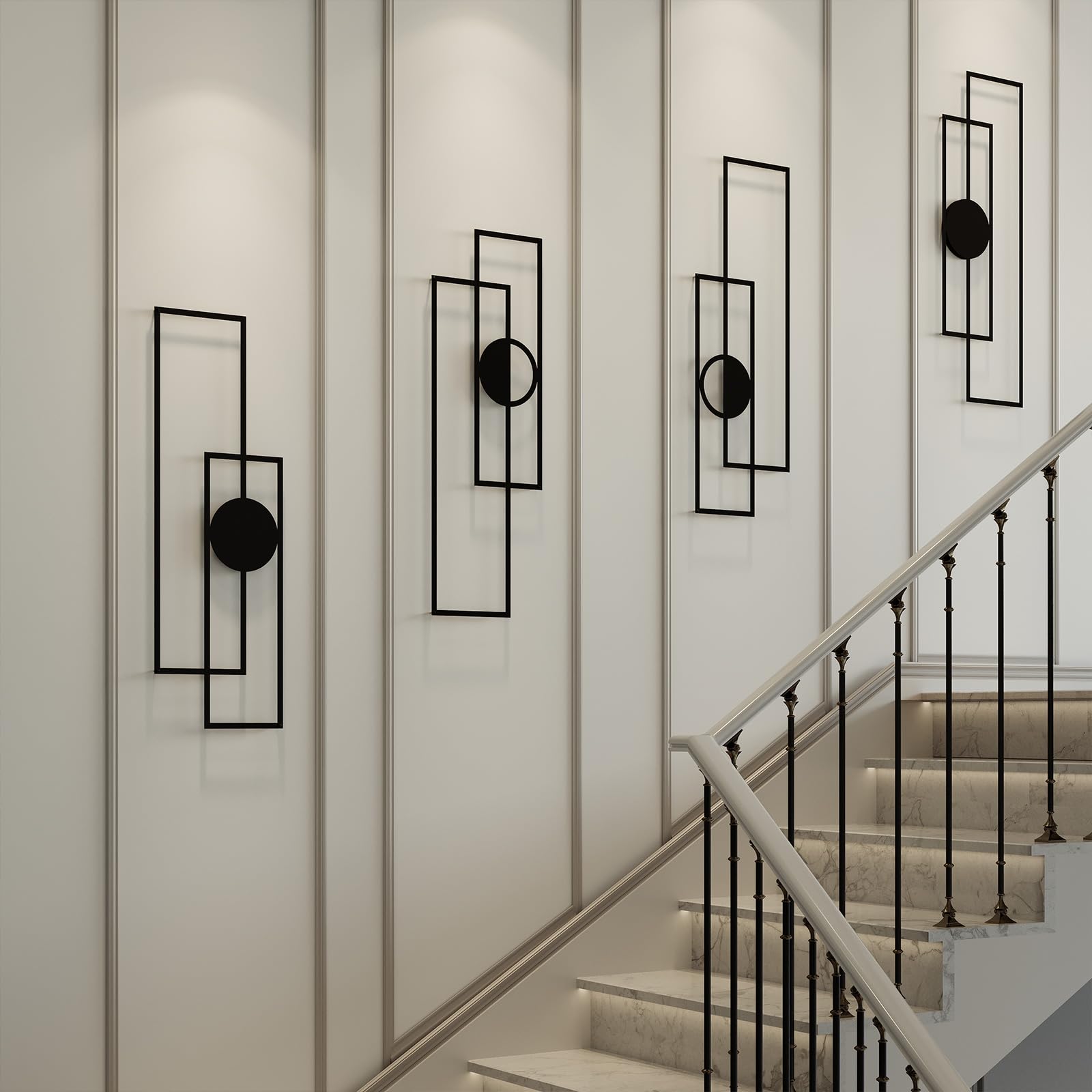 Cuspin abstract black metal wall art 4-pack shadow depth detail enhances wall texture.