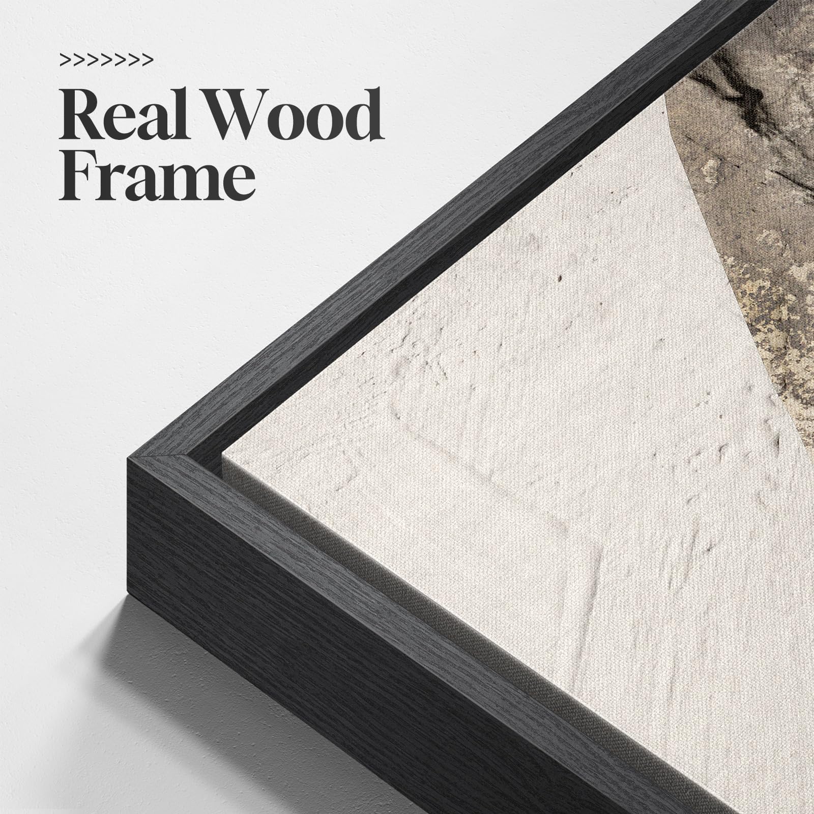 Cuspin neutral abstract wall art on stairs, elevating transitions with restrained elegance.