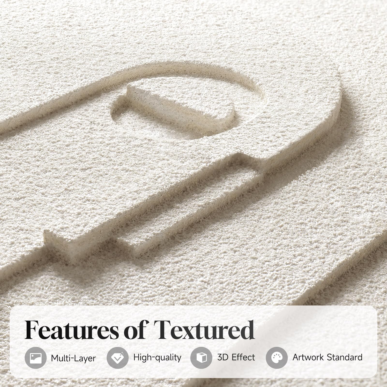 Cuspin large 3D textured wall art detail frame showcasing solid wood framing.