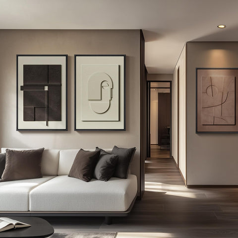 Cuspin framed wall art panel 3 complements office spaces with minimalist palette