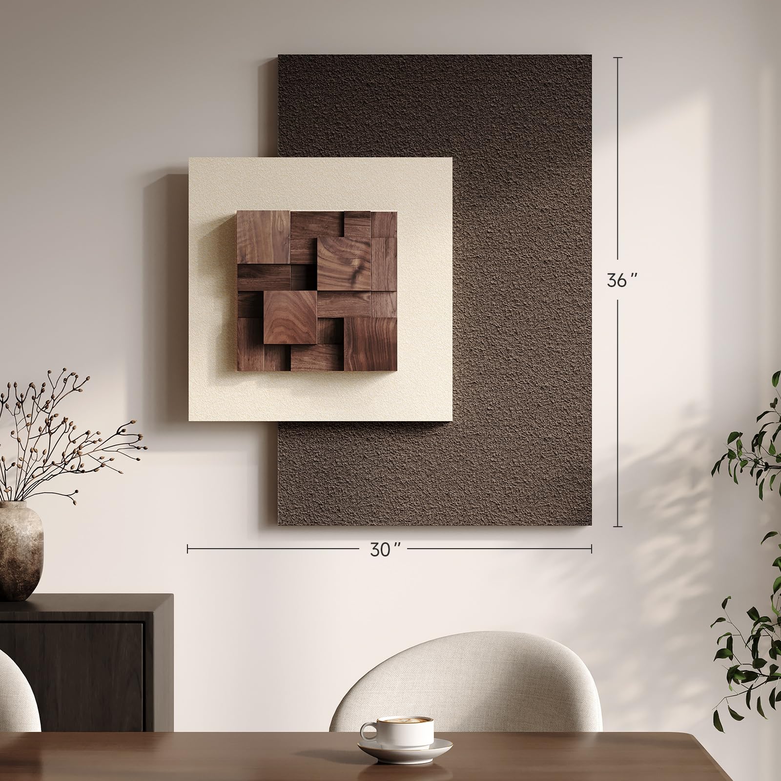 Cuspin textured wall art for entryway and living room adds tactile interest.