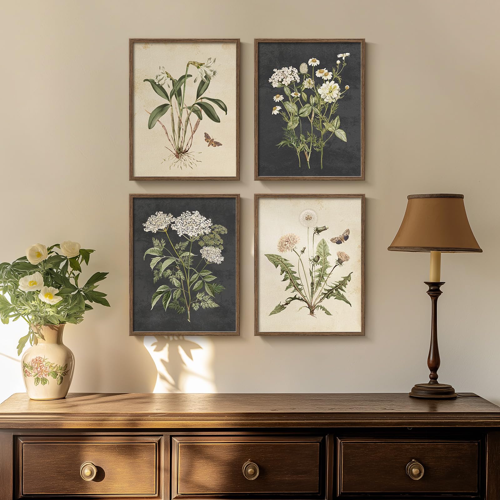 Cuspin vintage farmhouse floral canvas closeup highlights rich color and detail