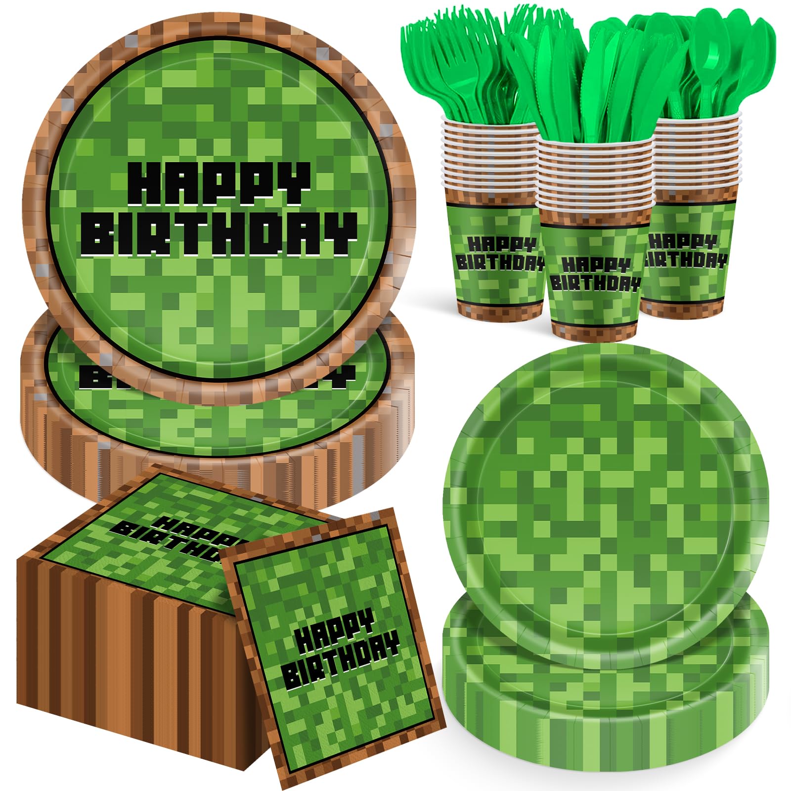 Cutedog Pixel plates 9-inch durable for cake and ice cream