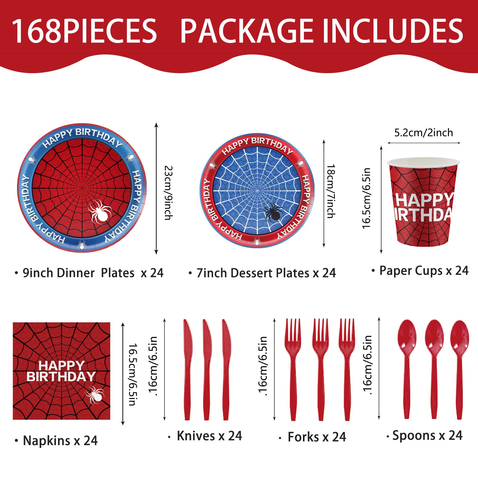 Cutedog spider birthday dessert plates 7-inch for stylish cake and treats