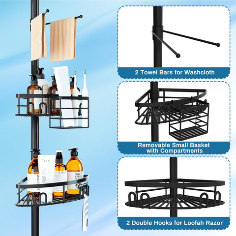 cutefafa corner shower caddy adjustable-height design fits tall bottles