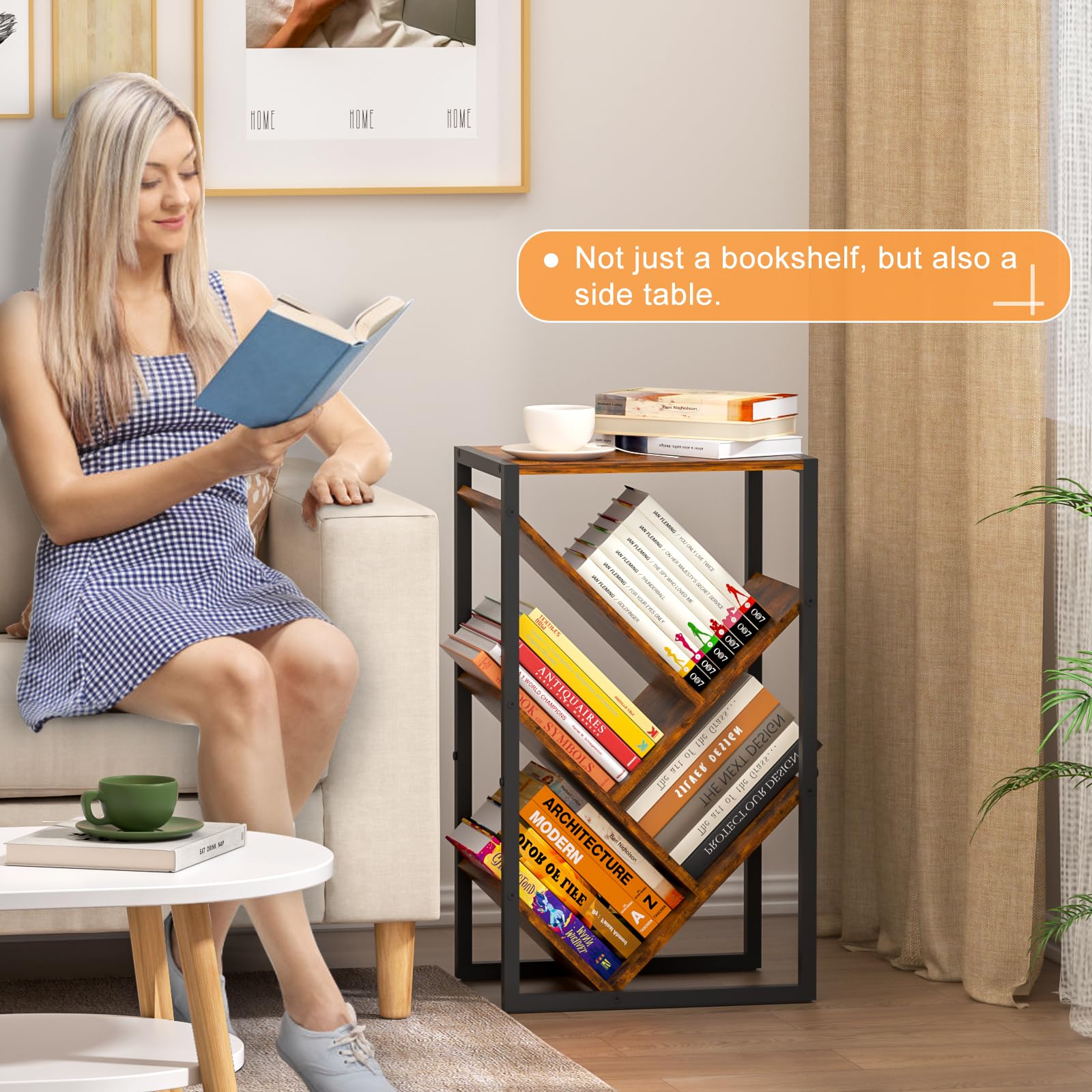 Cutogxon tree bookshelf used as a side table for books and coffee