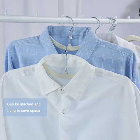 CUTSKY Velvet Hangers short-neck shape preserves shoulder lines.