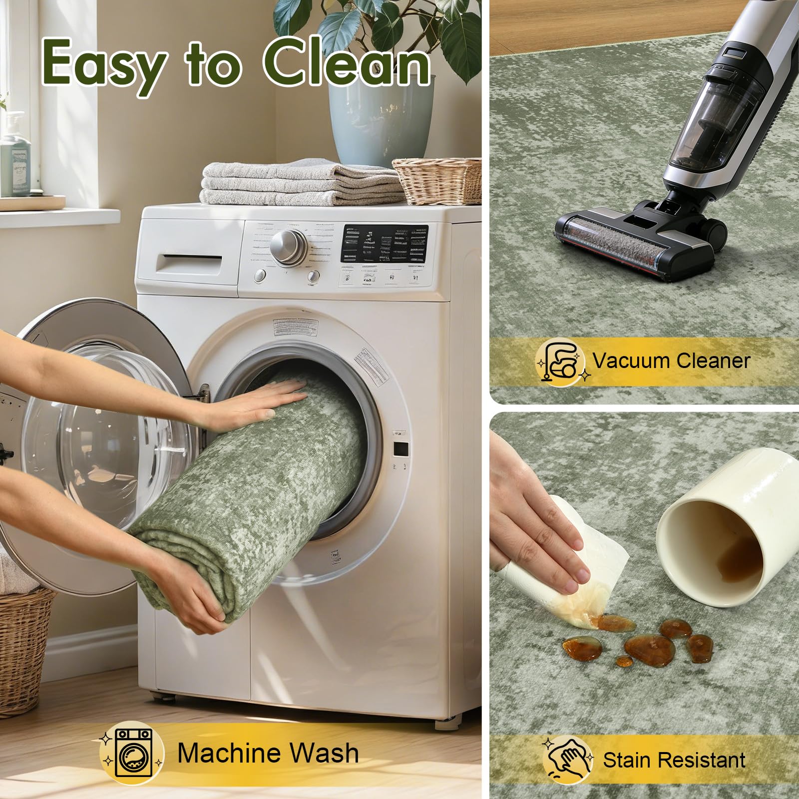 Cuzwlovita rug compatible with robot vacuums for effortless cleaning.