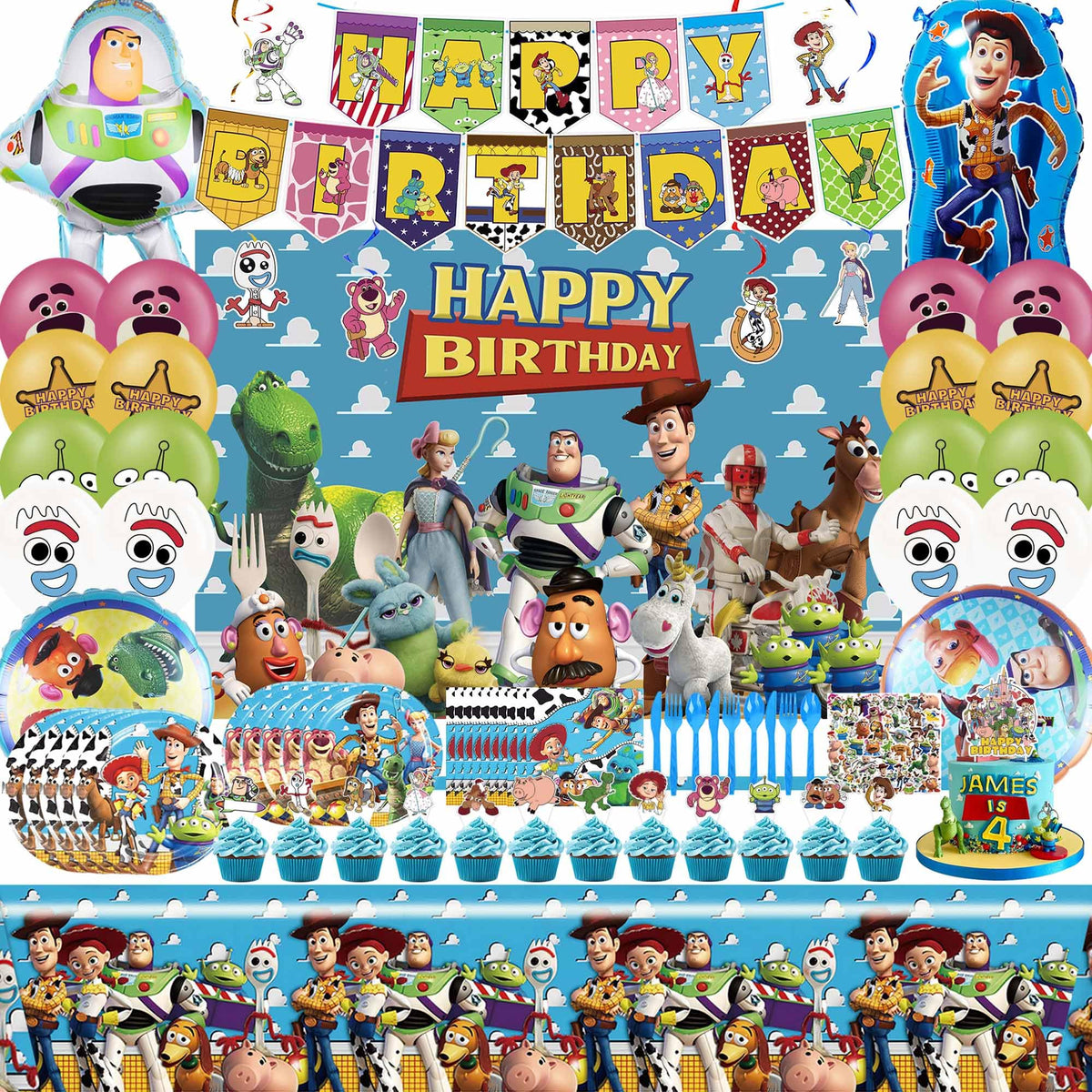 CVCXFParty cartoon birthday banner enhances festive decor and photo moments.