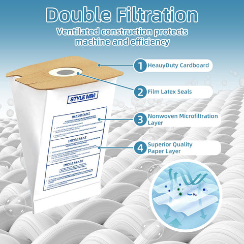 Cwfas filtration closeup on MM vacuum bag showing small particle barrier