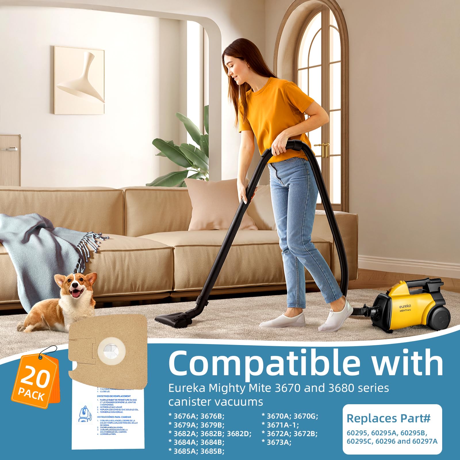 Cwfas MM bags in use with Eureka Mighty Mite 3670-3680, enhanced filtration during cleaning
