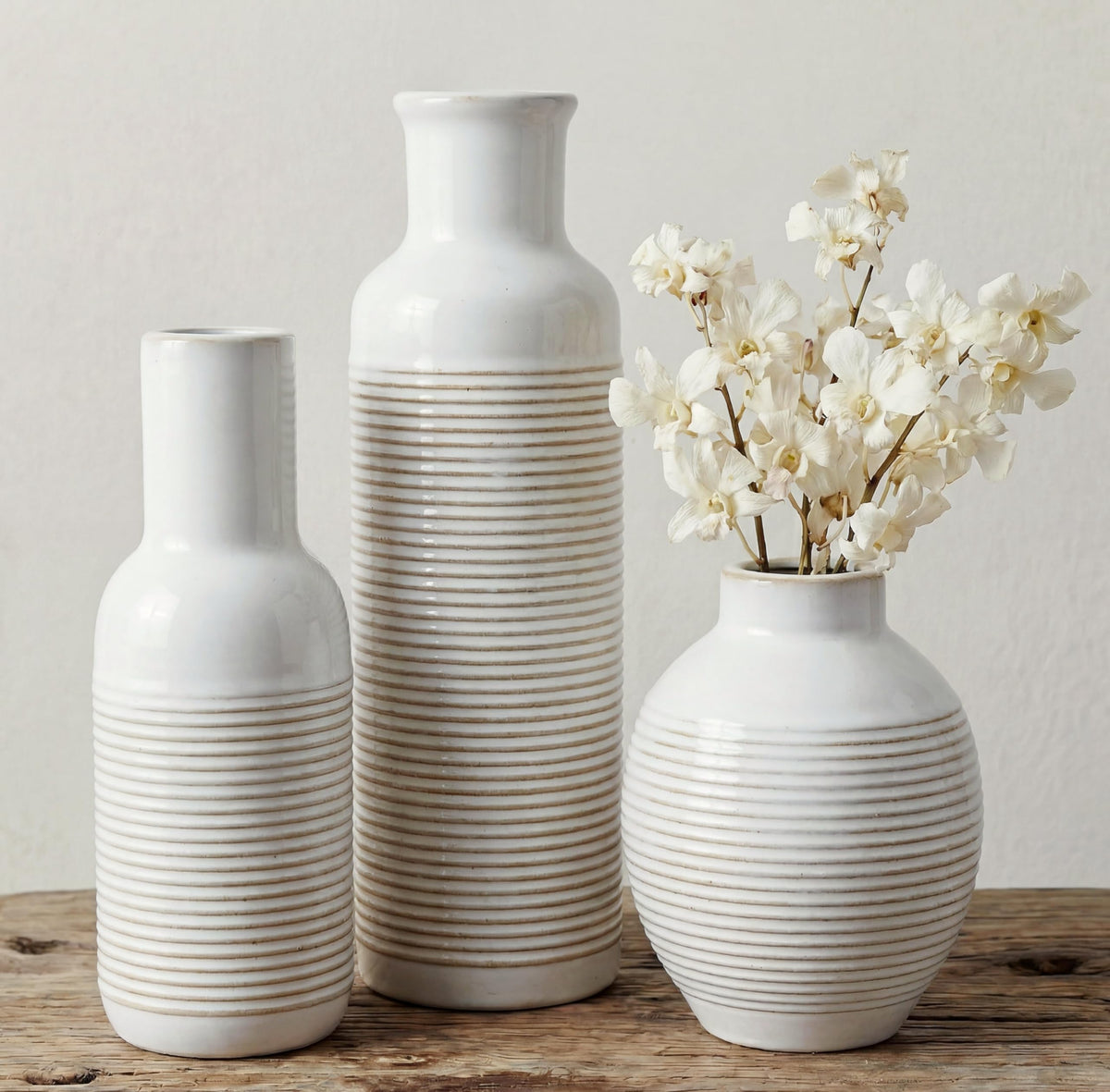 CWFutwell Rustic Farmhouse 3-piece large vase shown with bold centerpiece display