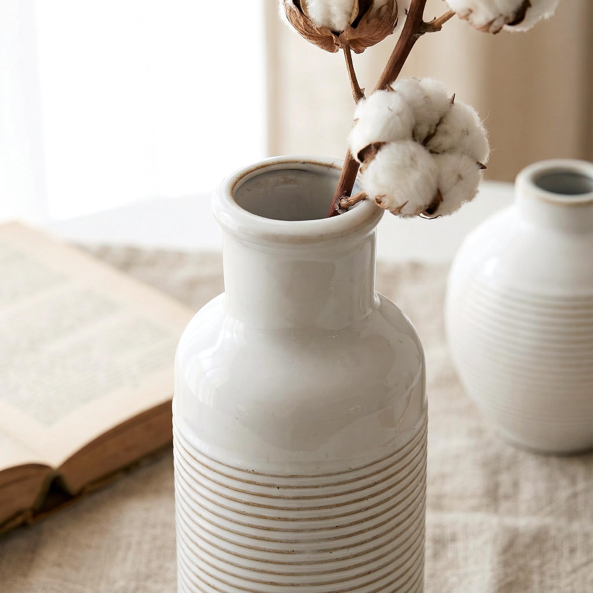 CWFutwell pampas grass displayed in rustic farmhouse vases for seasonal styling
