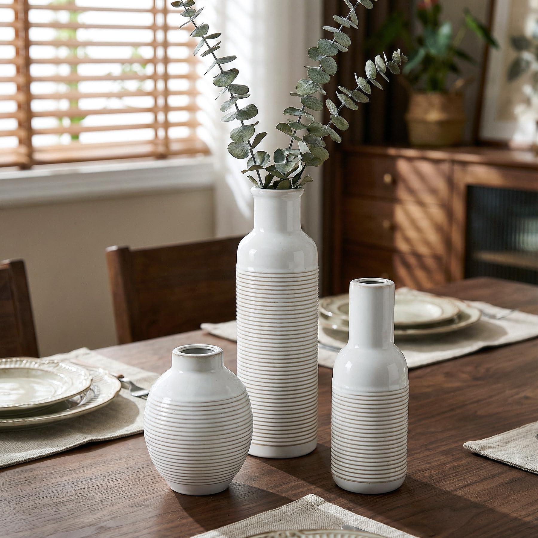 CWFutwell Rustic Farmhouse 3-piece small vase for cozy decor accents