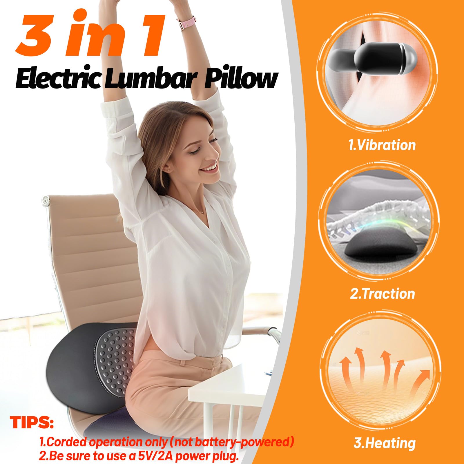 CXGTCI portable back pillow for office, home, or travel.