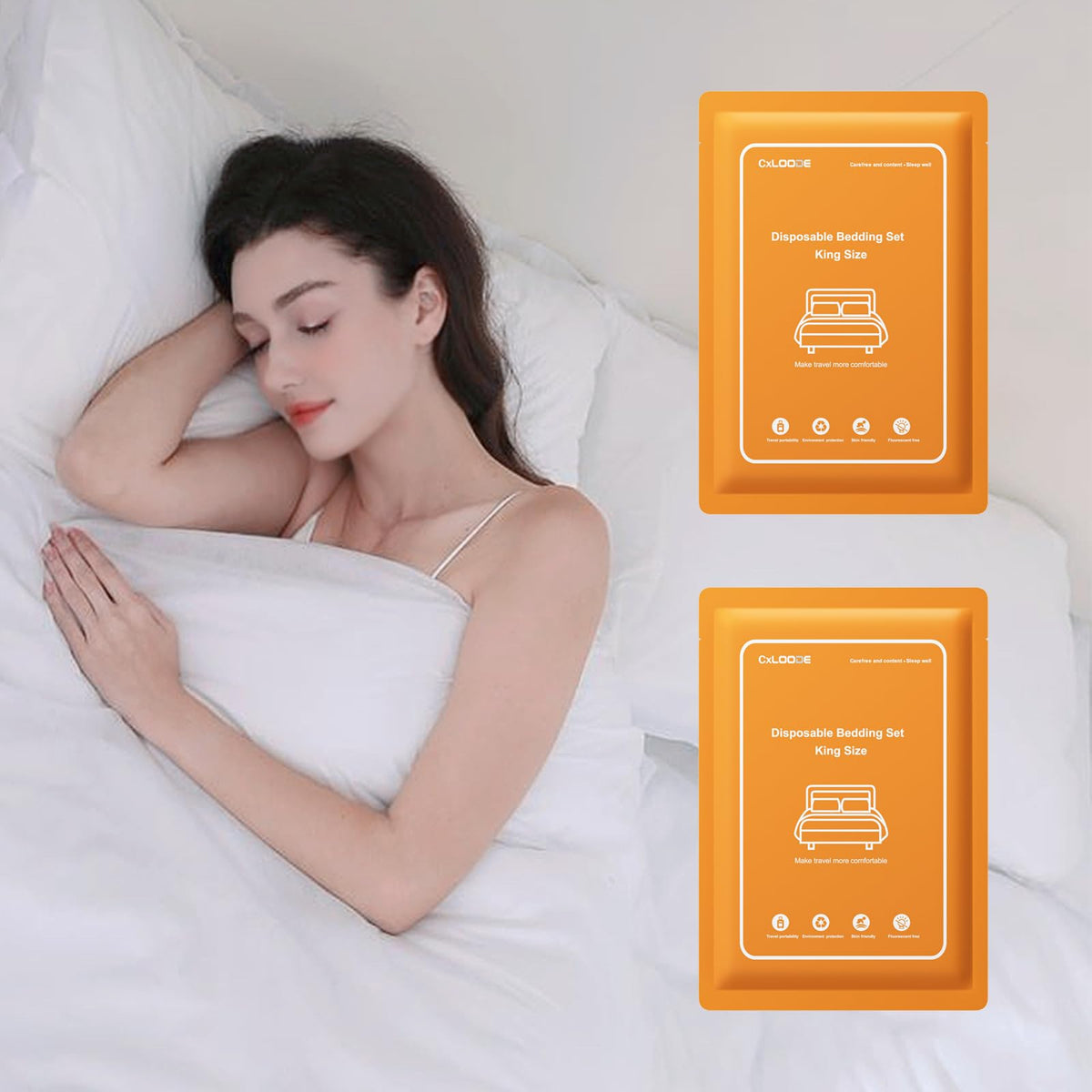 CxLoode disposable bed sheet king size pack ready for hotel travel and clean sleep
