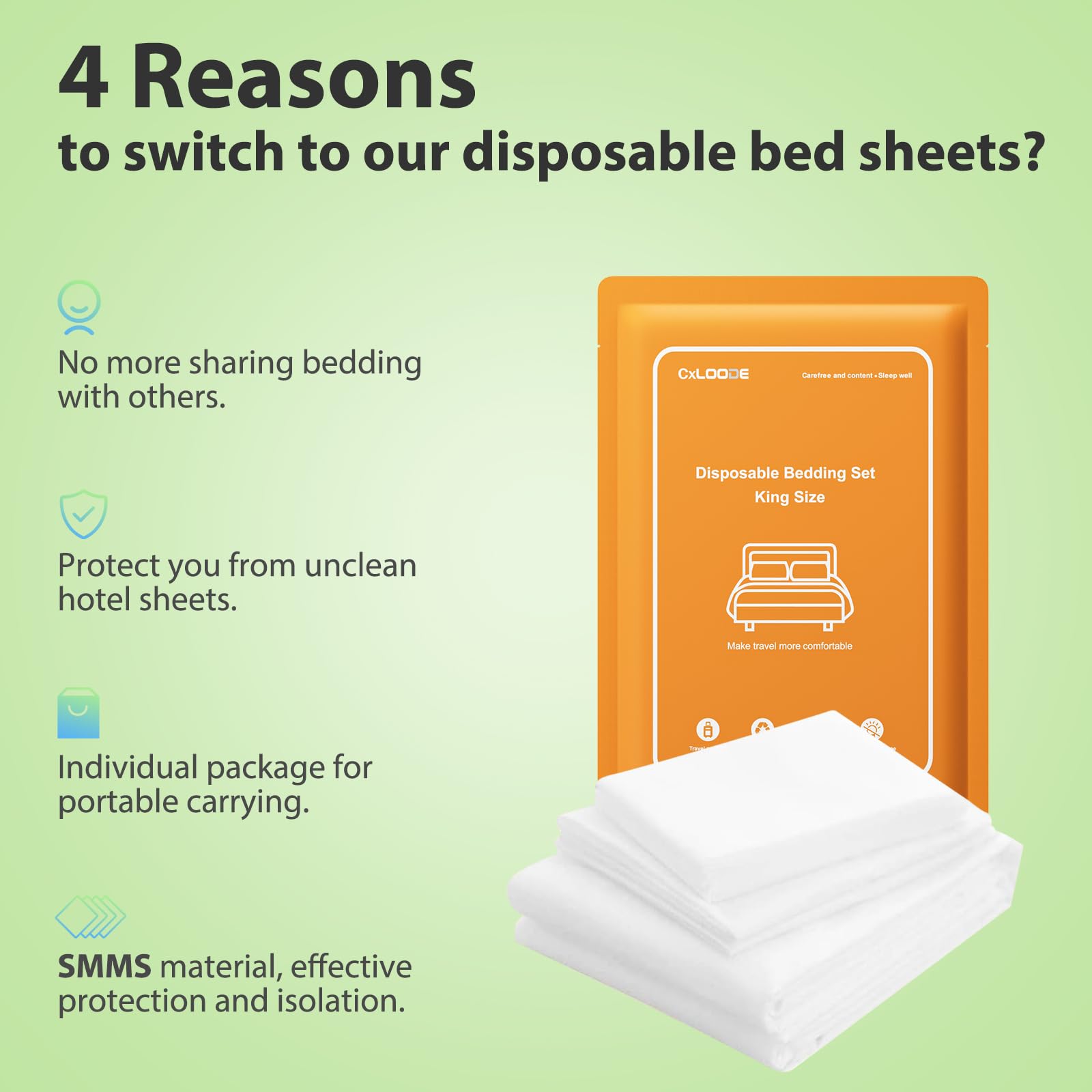 CxLoode king size quilt cover, disposable, keeps bed fresh during hotel stays