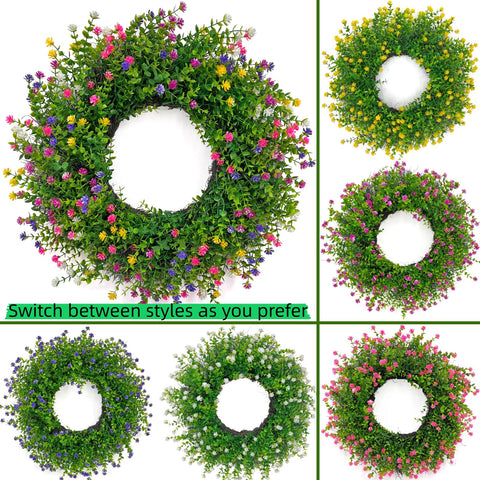 Full 24-inch wreath offers lush boxwood greenery for bold spring look.