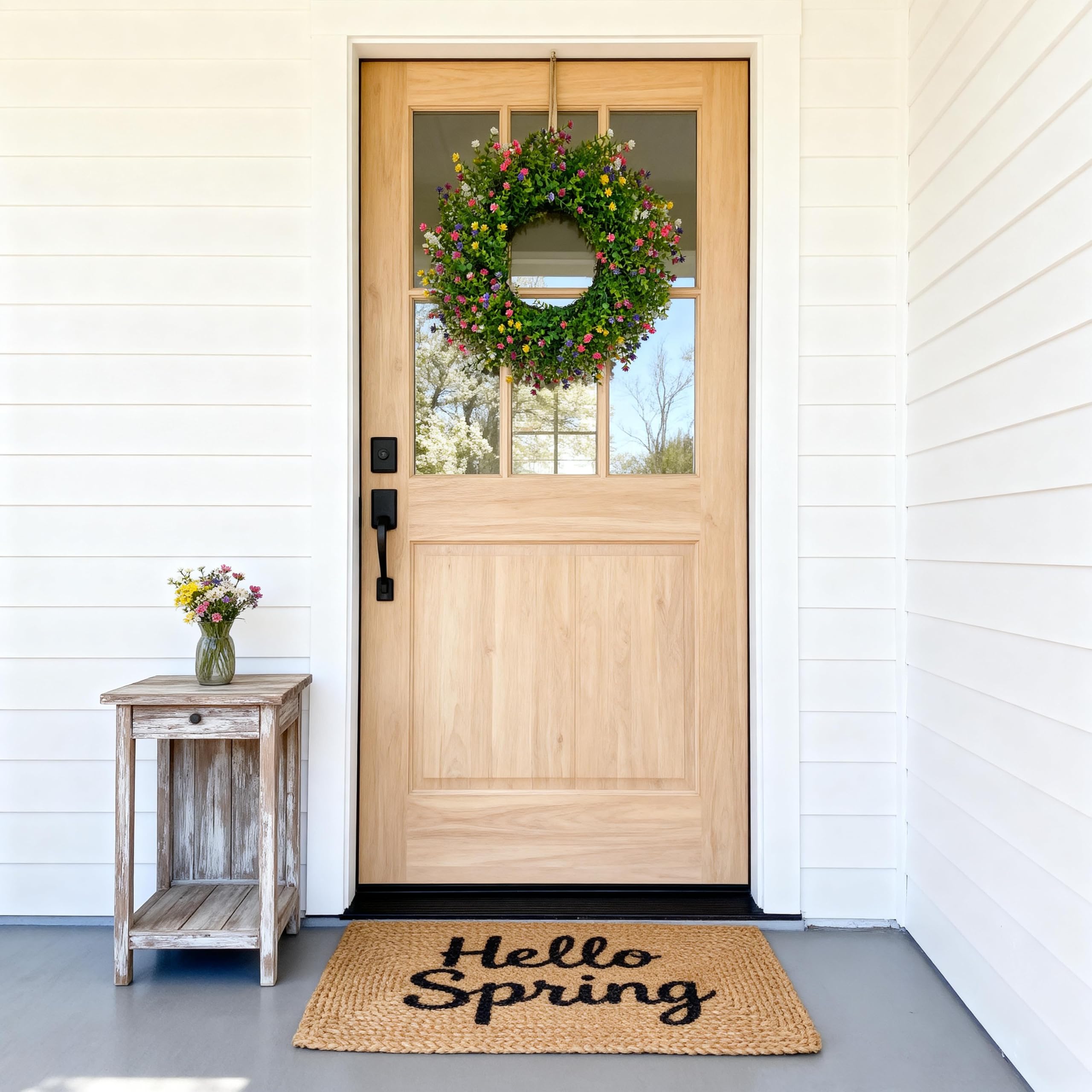 Interchangeable flowers from CYANBLOOM wreath enable customizable color mixes.