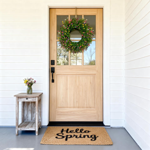 Interchangeable flowers from CYANBLOOM wreath enable customizable color mixes.