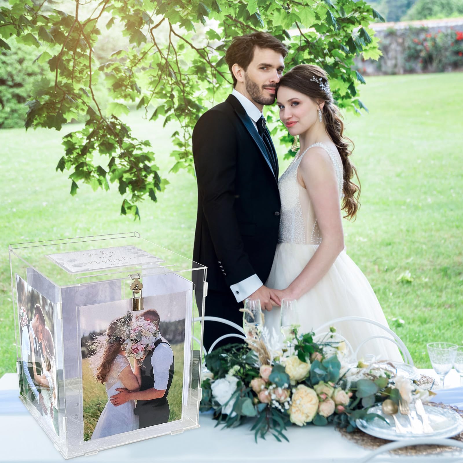 CYAOOI acrylic wedding card box large capacity fits hundreds of cards or small gifts.