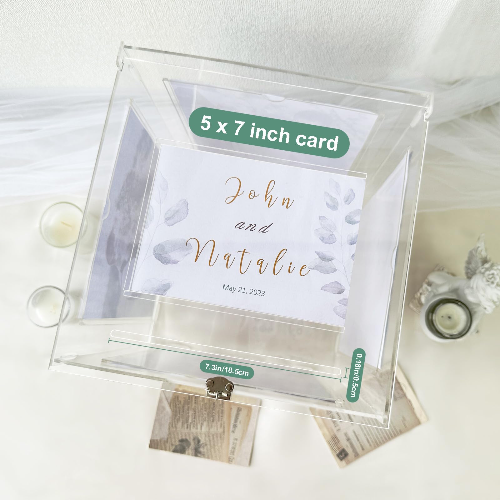 CYAOOI acrylic wedding card box lock and keys provide secure card collection.
