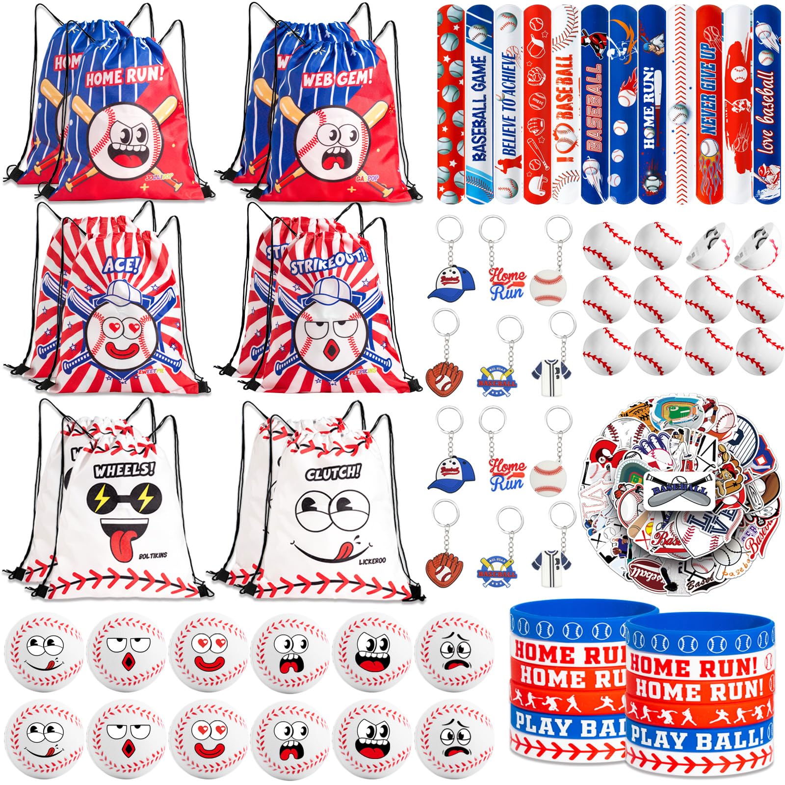 Cyclescrux baseball party favors drawstring bags with colorful characters for easy gift organization