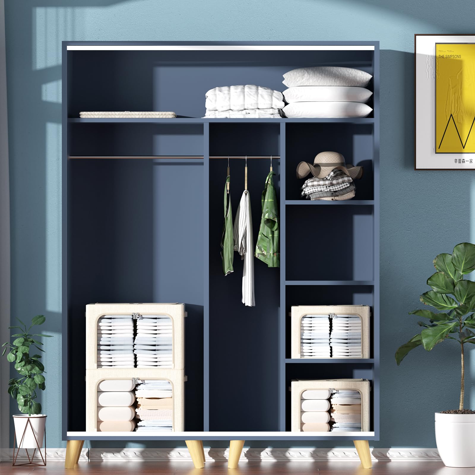 CYhom beige linen fabric offers breathable, durable storage for closets.
