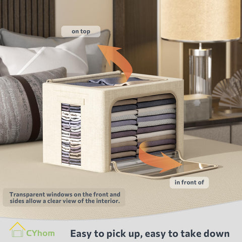 CYhom 3Pack foldable storage bins clear window view contents at a glance.
