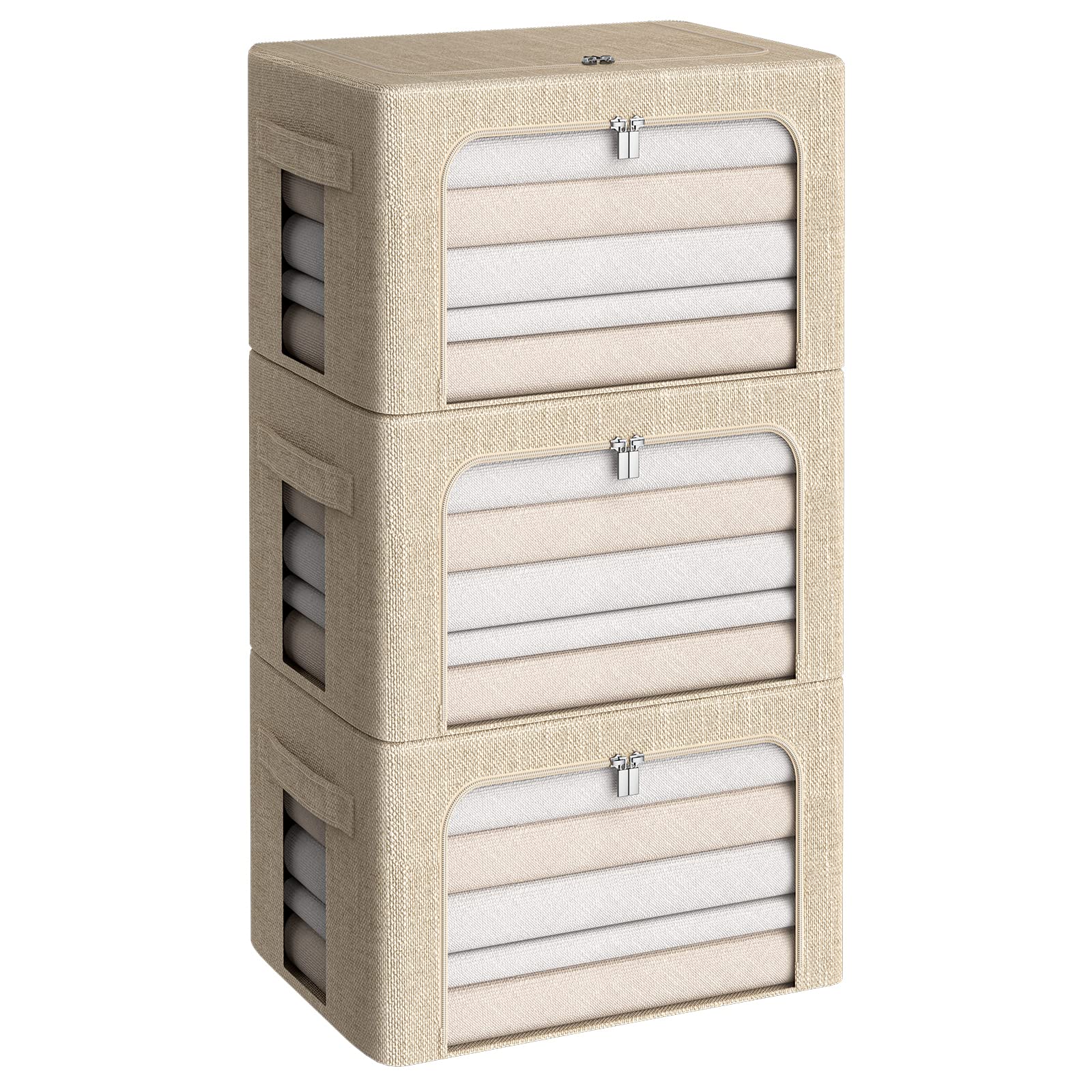 CYhom 3Pack foldable storage bins frame setup for organized storage.