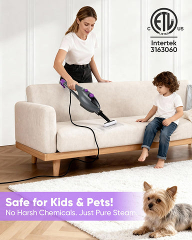 CYK steam mop shows 400 ml water tank for longer cleaning sessions
