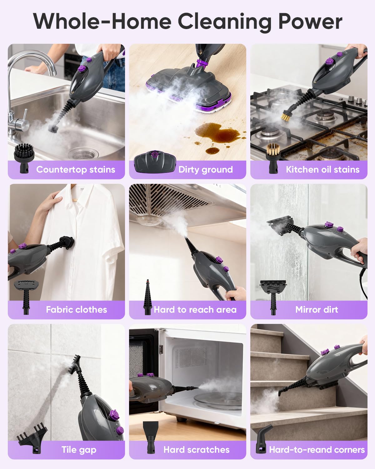 CYK steam mop suitable for hardwood and tile surfaces with all-floor compatibility