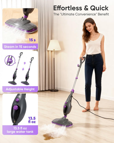 CYK steam mop uses chemical-free steam for safe, thorough cleaning