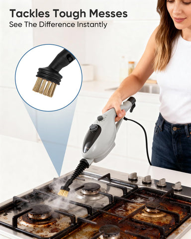 CYK Steam Mop with 12-in-1 attachments expands cleaning options