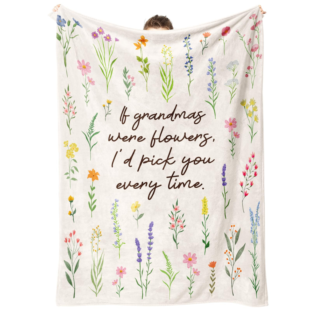 Cylitmer grandma floral blanket full view, a warm, heartfelt gift idea.