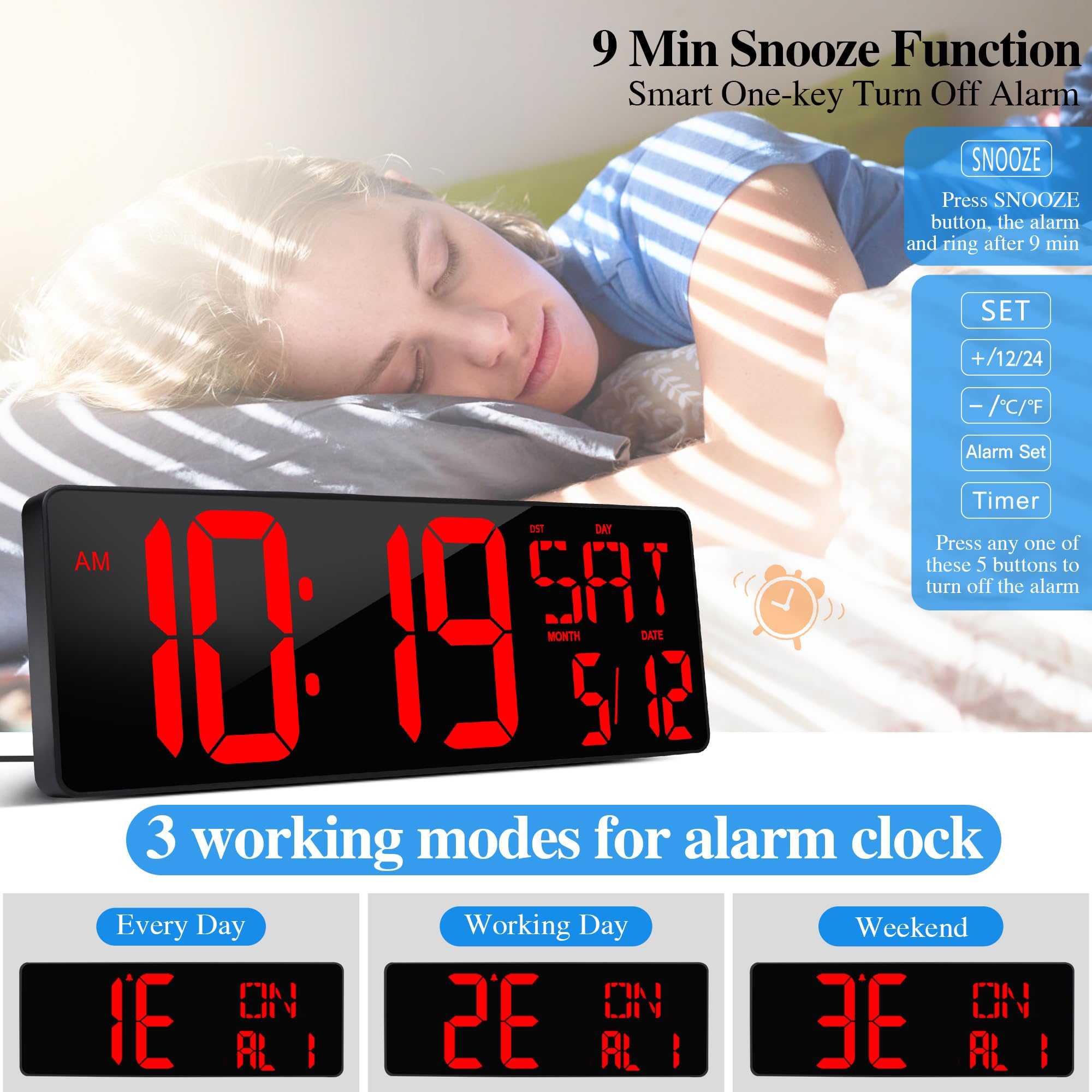 CYMHCHL clock offers 12/24H and DST for flexible schedules.