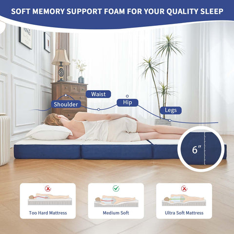 CYMULA folding mattress twin folded, showing compact storage