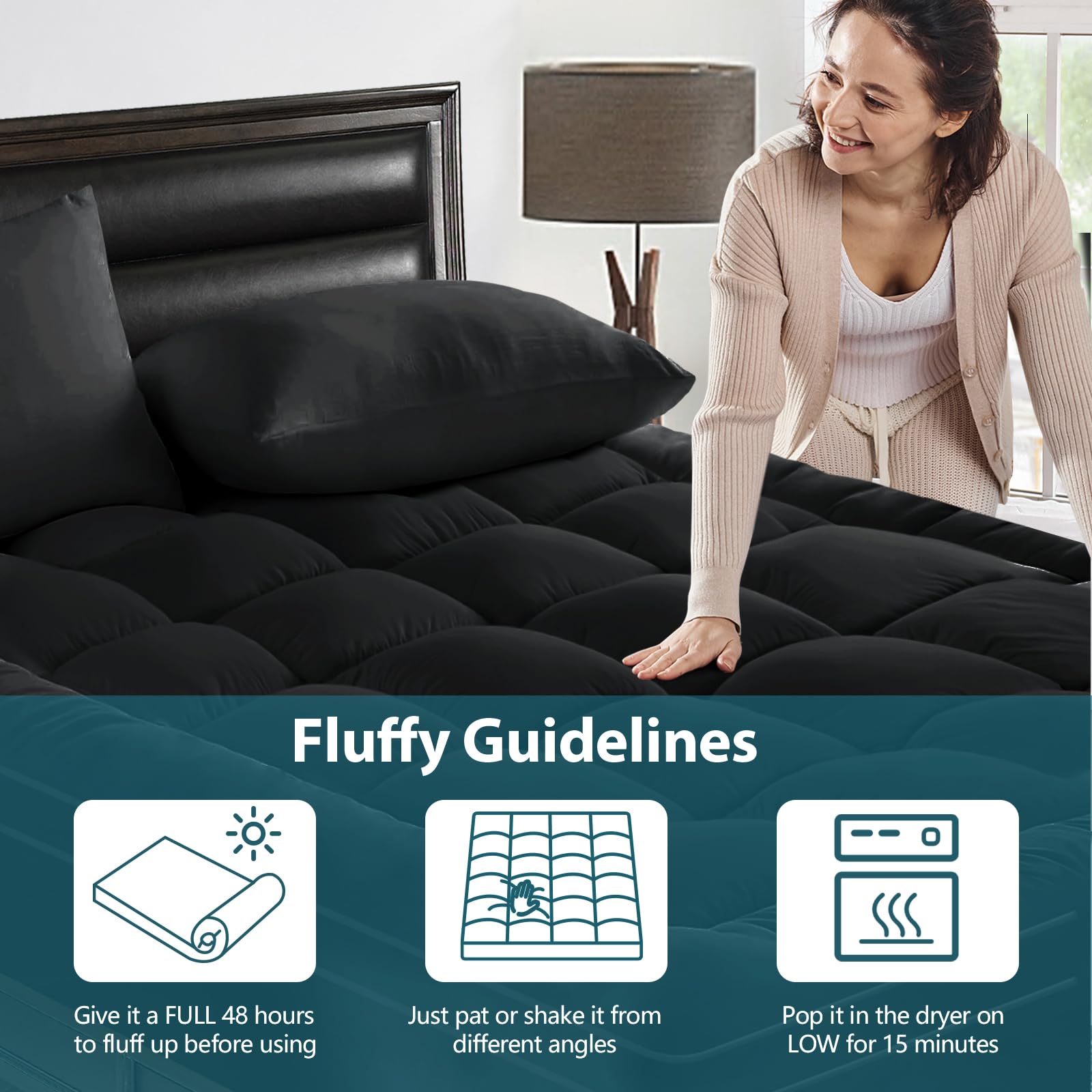 CYMULA quilted fabric resists wrinkles and stains for long-lasting freshness
