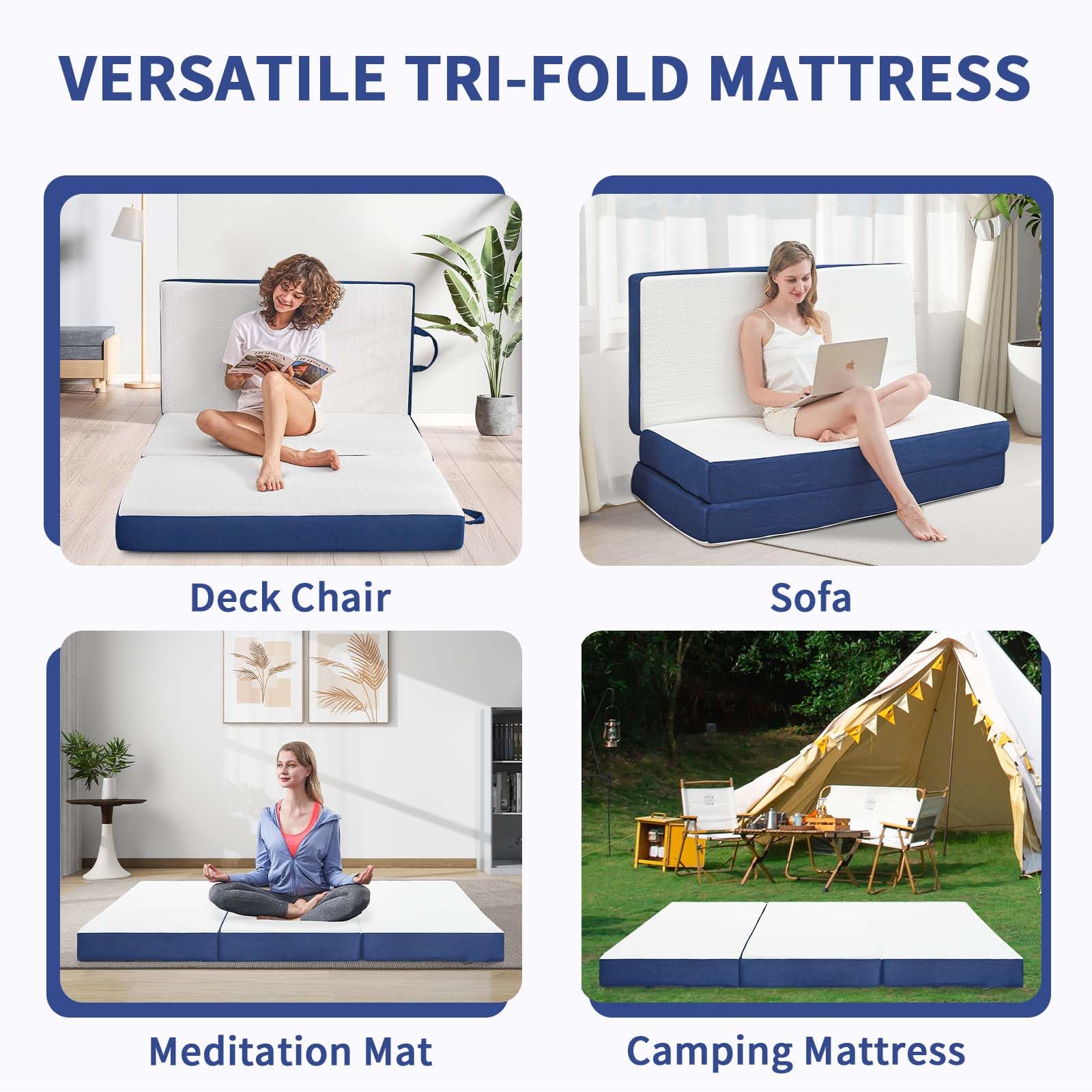 CYMULA 6 inch memory foam core provides stable support on any surface