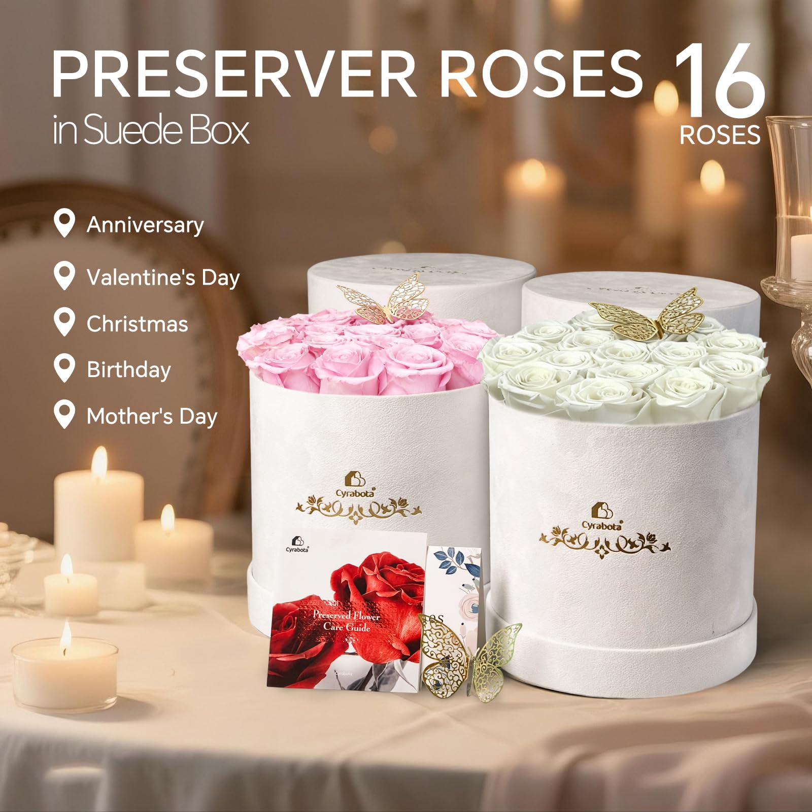 Cyrabota roses displayed on a bedside table for bedroom decor